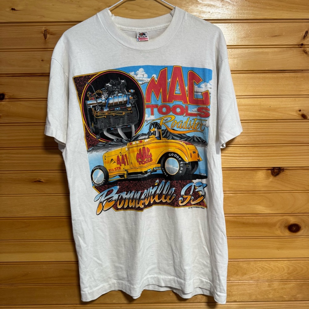 Vintage Mac Tools Roadster Bonneville 93 White Single Stitch Fruit of the Loom L